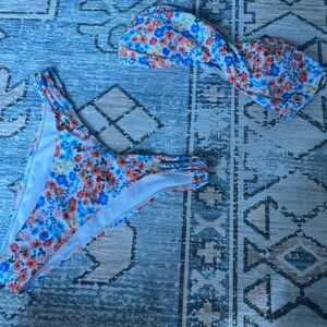 SHEIN Floral Bikini Set - Blue and Red